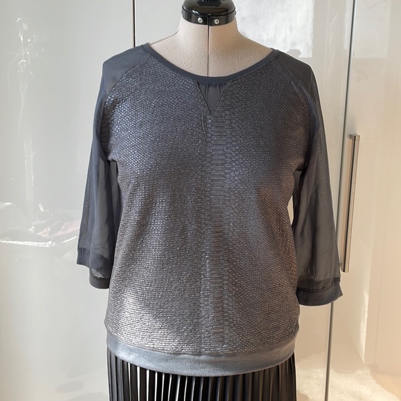 IRIS SINGER Collection Top 3/4 Sleeve Color-Gray Size-Large - Picture 1 of 15